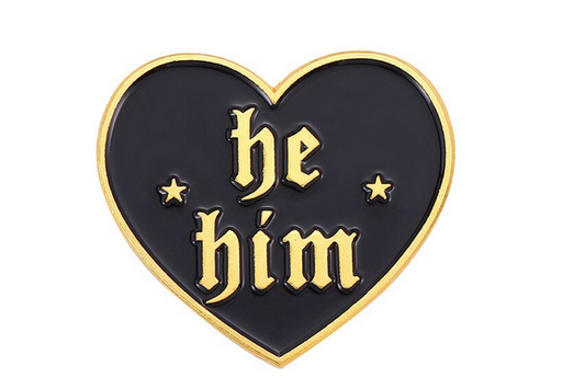 He/Him Heart Pronoun Pin