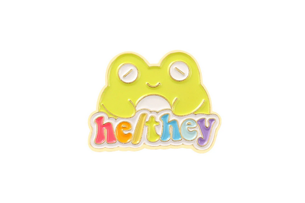 He/They Froggy Pronoun Pin