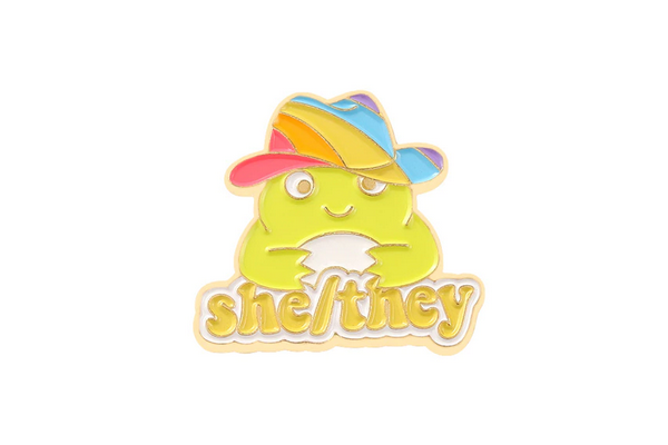 She/They Froggy Pronoun Pin