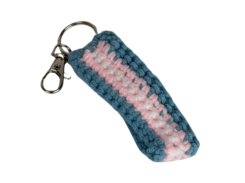 Crochet Trans Flag Keyring