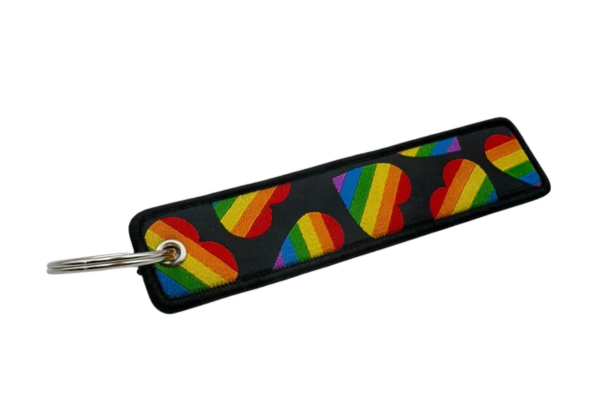 Pride Heart Embroidered Key Tag