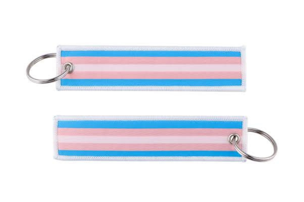Trans Flag Embroidered Key Tag
