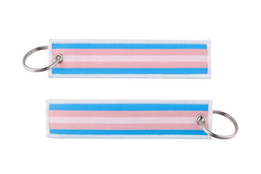 Trans Flag Embroidered Key Tag