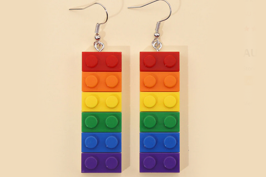 Rainbow Building Block Earrings