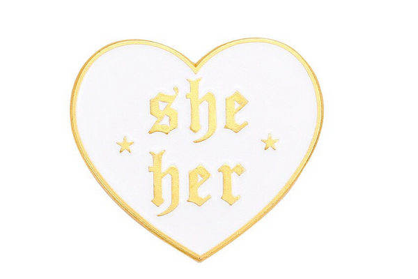 She/Her Heart Pronoun Pin