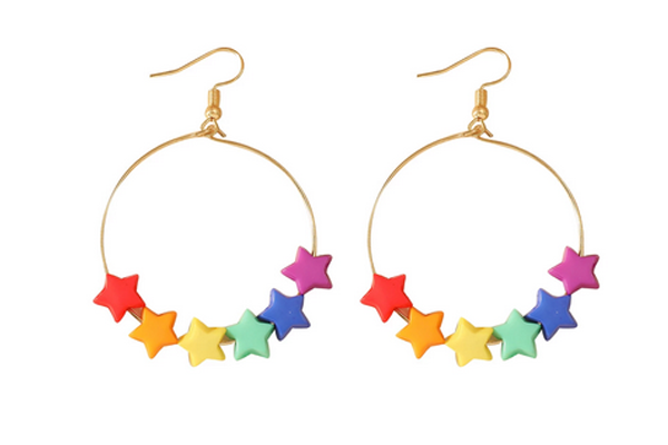 Starry Rainbow Hoop Earrings