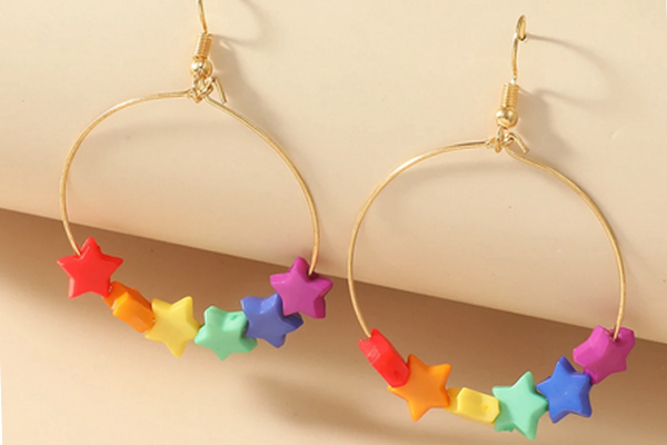 Starry Rainbow Hoop Earrings