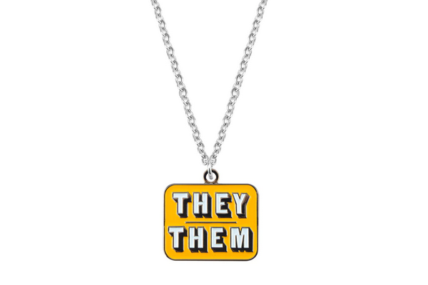 Pronoun Necklace, LGBTQ Pride, They / Them / She / Her / He / Him Gold,  Silver Jewelry, Personalized Gift for They / Them Ships Next Day - Etsy